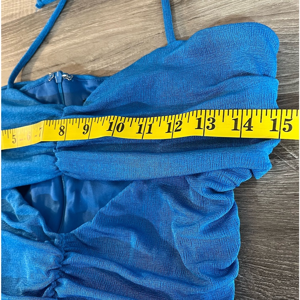 Blue ruched long maxi dress,cut out, peek a boo tube top, halter neck top - Picture 6 of 8